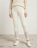 NIRVII Women's Offwhite Geometric Floral Print Ankle Leggings – Elegant Everyday Wear