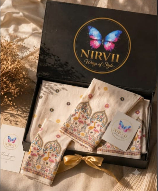 NIRVII Women's White Ethnic Floral Printed Ankle Leggings – Elegant & Comfortable