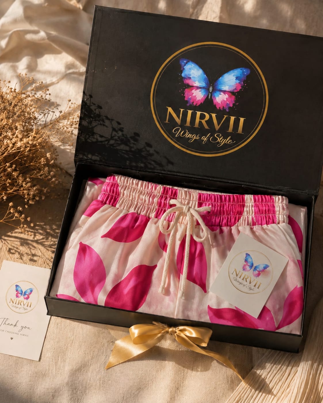 NIRVII Women's Pink Floral Printed Wide-Leg Palazzo – Premium Packing | Soft, Comfortable & Stylish